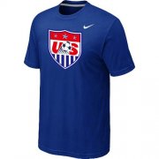 Wholesale Cheap Nike USA 2014 World Short Sleeves Soccer T-Shirt Blue