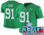 Wholesale Cheap Men's Philadelphia Eagles #91 Fletcher Cox Limited Green Rush Super Bowl LVII Vapor Jersey