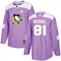 Wholesale Cheap Adidas Penguins #81 Phil Kessel Purple Authentic Fights Cancer Stitched Youth NHL Jersey