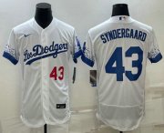 Wholesale Cheap Men's Los Angeles Dodgers #43 Noah Syndergaard Number White 2022 City Connect Flex Base Stitched Jersey