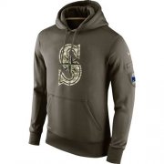 Wholesale Cheap Men's Seattle Mariners Nike Olive Salute To Service KO Performance Hoodie