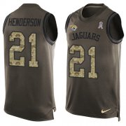Wholesale Cheap Nike Jaguars #21 C.J. Henderson Green Men's Stitched NFL Limited Salute To Service Tank Top Jersey