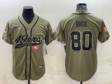 Wholesale Cheap Men's San Francisco 49ers #80 Jerry Rice 2022 Olive Salute to Service Cool Base Stitched Baseball Jersey