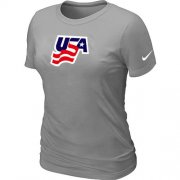 Wholesale Cheap Women's Nike USA Graphic Legend Performance Collection Locker Room T-Shirt Light Grey