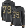Wholesale Cheap Nike Lions #79 Kenny Wiggins Anthracite Salute to Service Women's Stitched NFL Limited Therma Long Sleeve Jersey