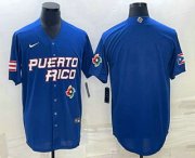 Wholesale Cheap Men's Puerto Rico Baseball Blank 2023 Royal World With Patch Classic Stitched Jerseys