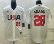 Wholesale Cheap Men's USA Baseball #28 Nolan Arenado Number 2023 White World Baseball Classic Replica Stitched Jersey