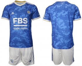 Wholesale Cheap Men 2021-2022 Club Leicester City home blue blank Adidas Soccer Jersey
