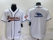 Wholesale Cheap Men's Denver Broncos White Team Big Logo With Patch Cool Base Stitched Baseball Jersey