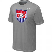 Wholesale Cheap Nike USA 2014 World Short Sleeves Soccer T-Shirt Light Grey