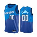 Wholesale Cheap Men's Nike Bucks Custom Personalized Swingman Blue NBA 2020-21 City Edition Jersey