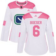 Wholesale Cheap Adidas Canucks #6 Brock Boeser White/Pink Authentic Fashion Women's Stitched NHL Jersey