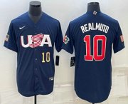 Wholesale Cheap Men's USA Baseball #10 JT Realmuto Number 2023 Navy World Baseball Classic Stitched Jerseys