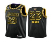Wholesale Cheap Men's Los Angeles Lakers #23 LeBron James Black 2020 Finals With GiGi Patch Stitched NBA Jersey