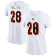 Wholesale Cheap Cincinnati Bengals #28 Joe Mixon Nike Women's Team Player Name & Number T-Shirt White