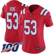 Wholesale Cheap Nike Patriots #53 Josh Uche Red Alternate Women's Stitched NFL 100th Season Vapor Untouchable Limited Jersey