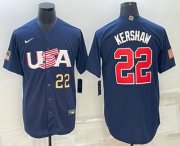 Wholesale Cheap Men's USA Baseball #22 Clayton Kershaw Number 2023 Navy World Baseball Classic Stitched Jersey