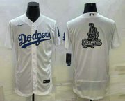 Wholesale Cheap Men's Los Angeles Dodgers Big Logo White Flex Base Stitched Baseball Jersey