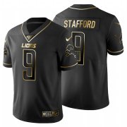 Wholesale Cheap Detroit Lions #9 Matthew Stafford Men's Nike Black Golden Limited NFL 100 Jersey