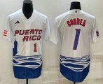 Wholesale Cheap Men's Puerto Rico Baseball #1 Carlos Correa Number White 2023 World Baseball Classic Stitched Jersey