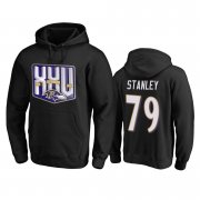 Wholesale Cheap Baltimore Ravens #79 Ronnie Stanley Men's Black Team 25th Season Pullover Hoodie