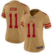 Wholesale Cheap Nike 49ers #11 Brandon Aiyuk Gold Women's Stitched NFL Limited Inverted Legend Jersey