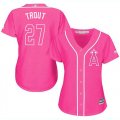 Wholesale Cheap Angels #27 Mike Trout Pink Fashion Women's Stitched MLB Jersey