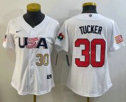Wholesale Cheap Womens USA Baseball #30 Kyle Tucker Number 2023 White World Classic Stitched Jersey