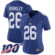 Wholesale Cheap Nike Giants #26 Saquon Barkley Royal Blue Team Color Women's Stitched NFL 100th Season Vapor Limited Jersey