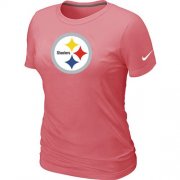 Wholesale Cheap Women's Nike Pittsburgh Steelers Pink Logo T-Shirt