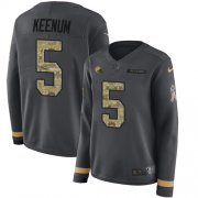Wholesale Cheap Nike Browns #5 Case Keenum Anthracite Salute to Service Women's Stitched NFL Limited Therma Long Sleeve Jersey