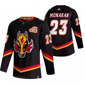 Wholesale Cheap Calgary Flames #23 Sean Monahan Black Men\'s Adidas 2020-21 Reverse Retro Alternate NHL Jersey