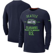 Wholesale Cheap Men's Seattle Seahawks Nike College Navy 2019 Salute to Service Sideline Performance Long Sleeve Shirt