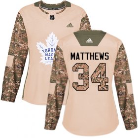 Wholesale Cheap Adidas Maple Leafs #34 Auston Matthews Camo Authentic 2017 Veterans Day Women\'s Stitched NHL Jersey