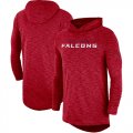 Wholesale Cheap Men's Atlanta Falcons Nike Red Sideline Slub Performance Hooded Long Sleeve T-Shirt