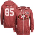 Wholesale Cheap Women's San Francisco 49ers #85 George Kittle NFL Red Super Bowl LIV Bound Player Name & Number Full-Zip Hoodie