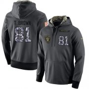 Wholesale Cheap NFL Men's Nike Oakland Raiders #81 Tim Brown Stitched Black Anthracite Salute to Service Player Performance Hoodie