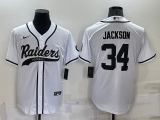 Wholesale Men's Las Vegas Raiders #34 Bo Jackson White Stitched MLB Cool Base Nike Baseball Jersey