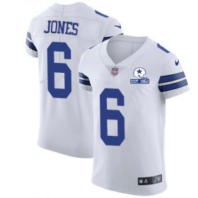 Wholesale Cheap Nike Cowboys #6 Chris Jones White Men\'s Stitched With Established In 1960 Patch NFL New Elite Jersey