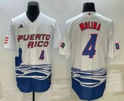 Wholesale Cheap Men's Puerto Rico Baseball #4 Carlos Correa Number 2023 White World Baseball Classic Stitched Jersey
