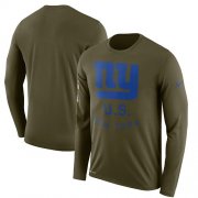 Wholesale Cheap Men's New York Giants Nike Olive Salute to Service Sideline Legend Performance Long Sleeve T-Shirt