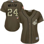 Wholesale Cheap Indians #24 Andrew Miller Green Salute to Service Women's Stitched MLB Jersey