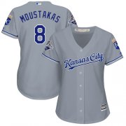 Wholesale Cheap Royals #8 Mike Moustakas Grey Road Women's Stitched MLB Jersey