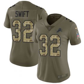 Wholesale Cheap Nike Lions #32 D\'Andre Swift Olive/Camo Women\'s Stitched NFL Limited 2017 Salute To Service Jersey