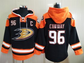 Wholesale Cheap Men\'s Hockey Anaheim Ducks #96 Charlie Conway Black Hoodie
