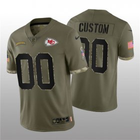Wholesale Cheap Men\'s Kansas City Chiefs ACTIVE PLAYER Custom 2022 Olive Salute To Service Limited Stitched Jersey