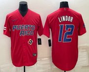 Wholesale Cheap Men's Puerto Rico Baseball #12 Francisco Lindor 2023 Red World Baseball Classic Stitched Jersey