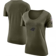 Wholesale Cheap Women's Carolina Panthers Nike Olive Salute to Service Legend Scoop Neck T-Shirt