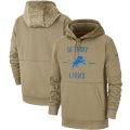 Wholesale Cheap Men's Detroit Lions Nike Tan 2019 Salute to Service Sideline Therma Pullover Hoodie