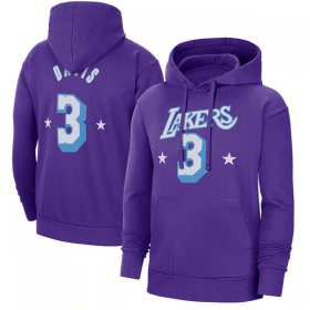 Wholesale Cheap Men\'s Los Angeles Lakers #3 Anthony Davis Purple Pullover Hoodie